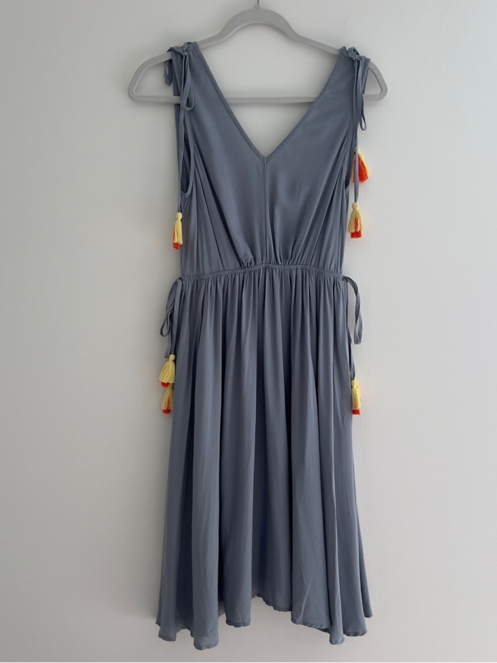 Boho Molly Bracken Sleeveless Pullover Gray Tassel Sundress- SM/M